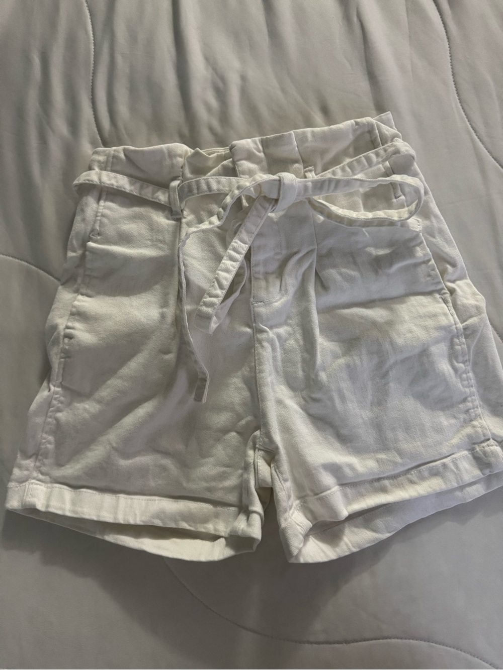 Black Label White High Waist Paperbag Tie Shorts